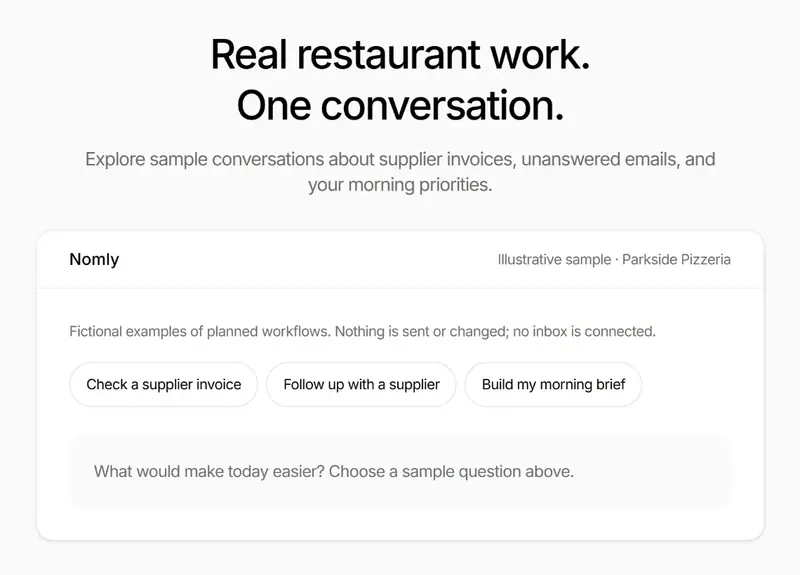 Nomly by Crave public sample conversation on a tablet