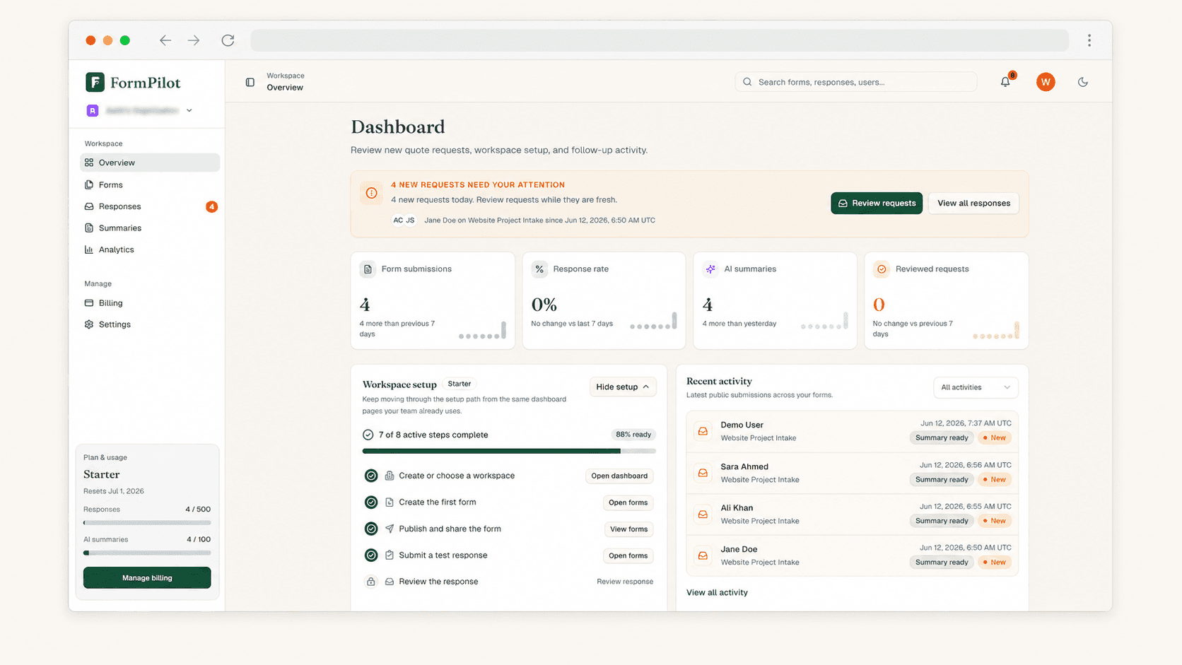 FormPilot product screen
