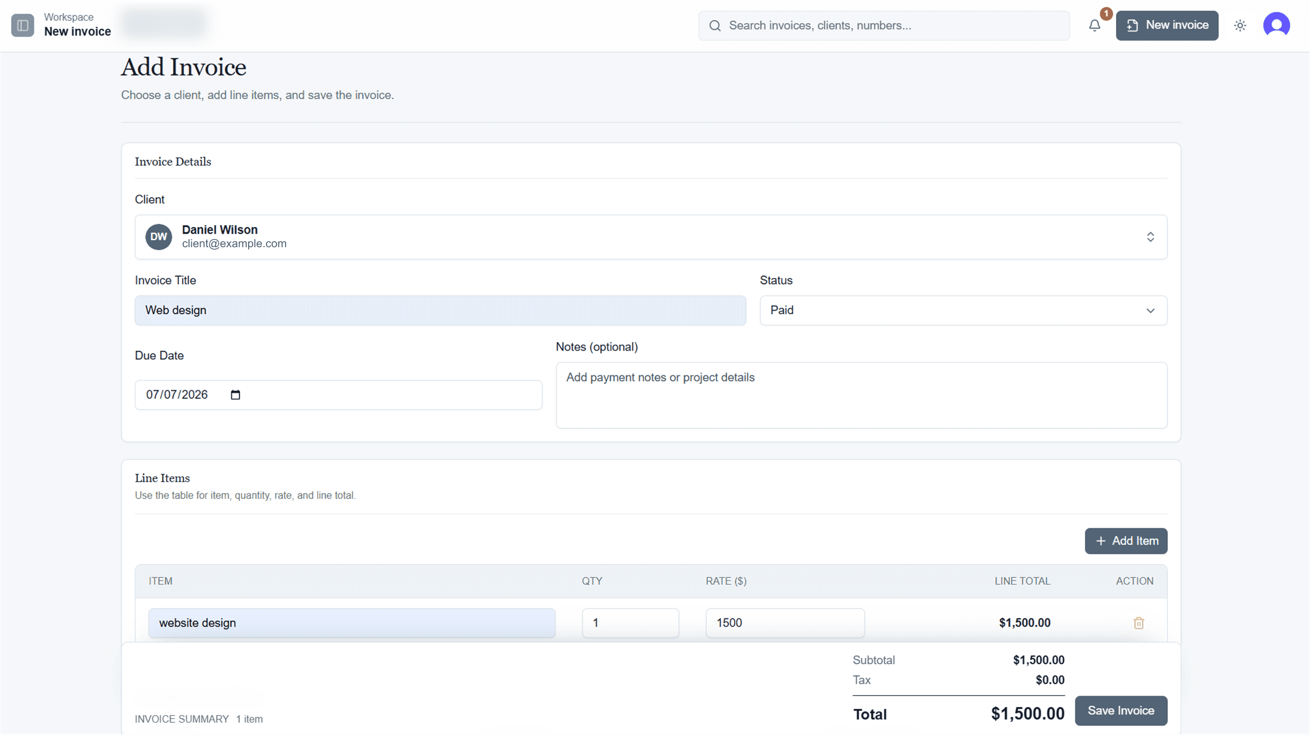 Invoicery invoice builder