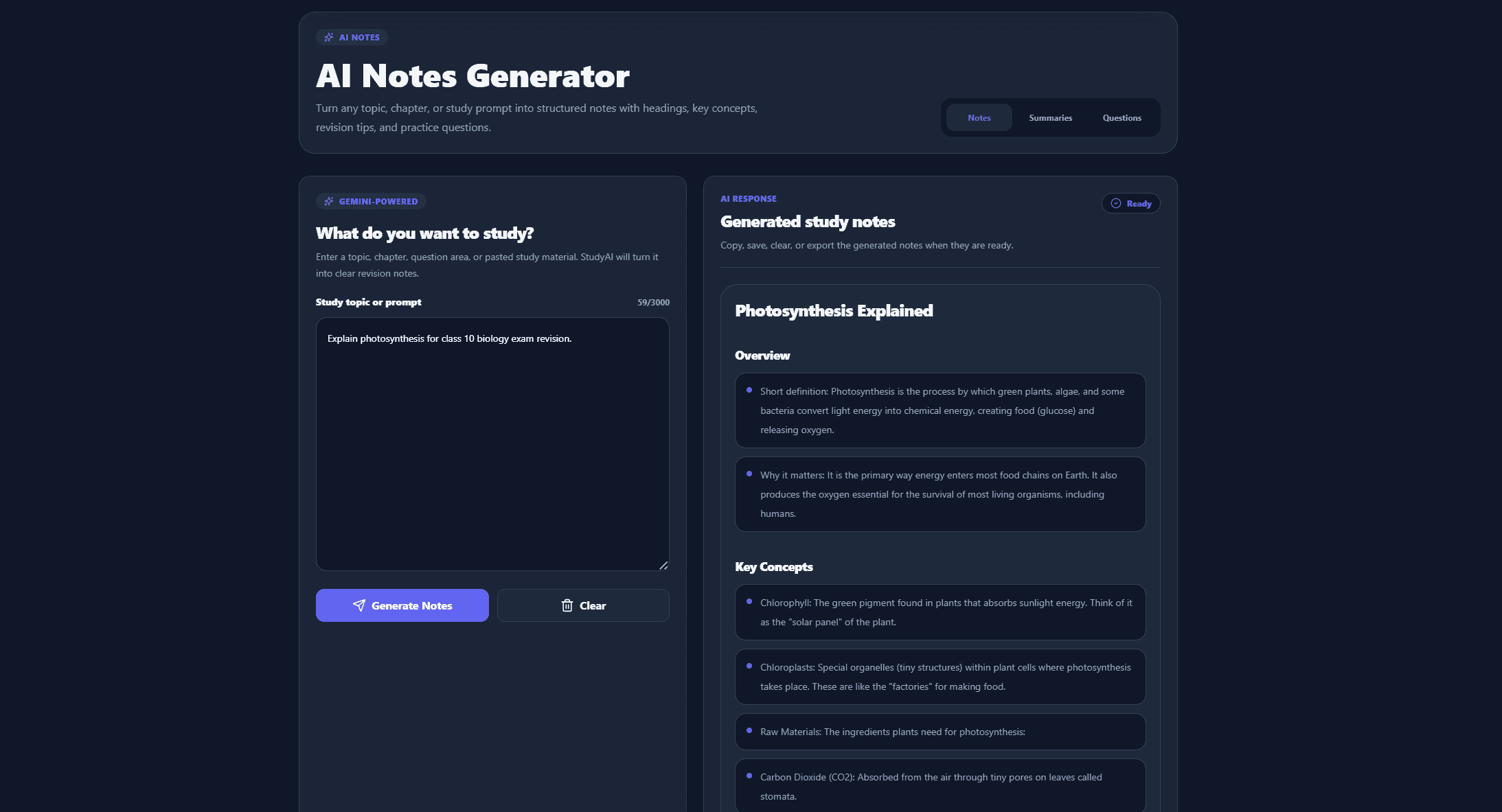 StudyAI AI notes generator