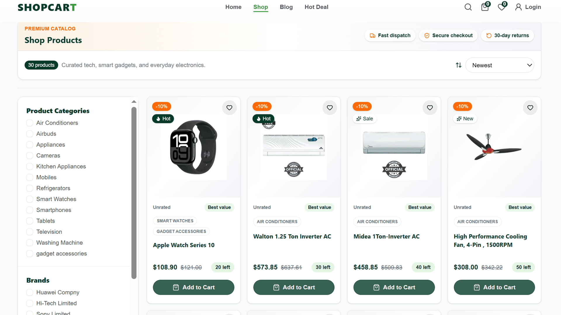 Ecommerce Store storefront and product discovery