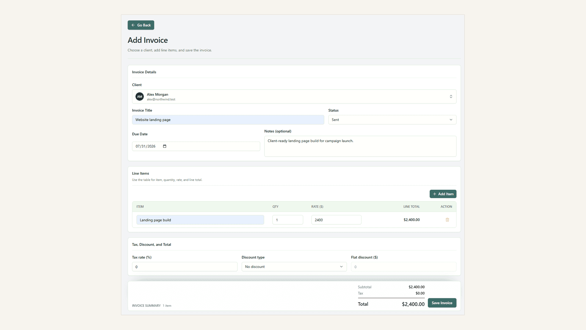 Invoicery invoice builder